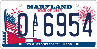 MD license plate 0AF6954