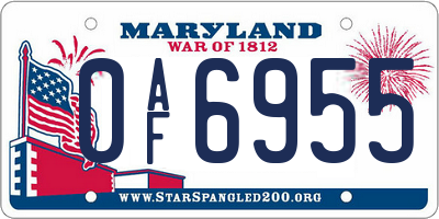MD license plate 0AF6955