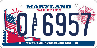 MD license plate 0AF6957