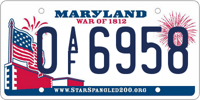 MD license plate 0AF6958