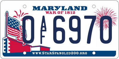 MD license plate 0AF6970