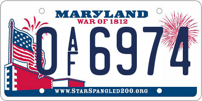 MD license plate 0AF6974