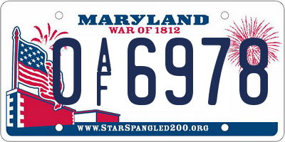 MD license plate 0AF6978