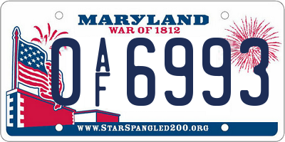 MD license plate 0AF6993