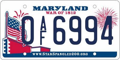 MD license plate 0AF6994