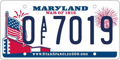 MD license plate 0AF7019