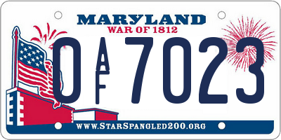 MD license plate 0AF7023