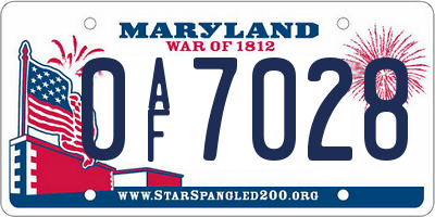 MD license plate 0AF7028