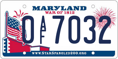 MD license plate 0AF7032