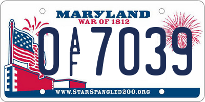 MD license plate 0AF7039