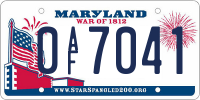 MD license plate 0AF7041