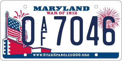 MD license plate 0AF7046