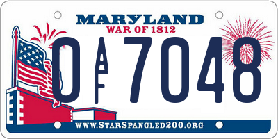MD license plate 0AF7048