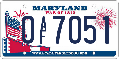 MD license plate 0AF7051