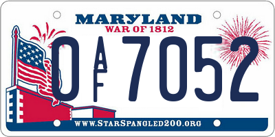MD license plate 0AF7052