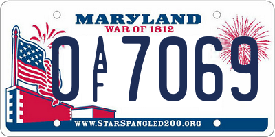 MD license plate 0AF7069
