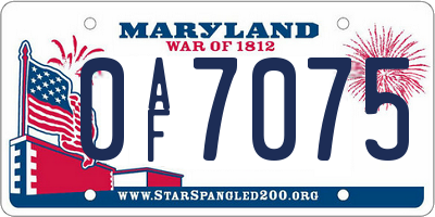 MD license plate 0AF7075