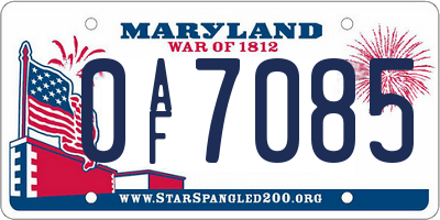 MD license plate 0AF7085