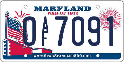 MD license plate 0AF7091