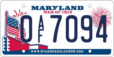 MD license plate 0AF7094