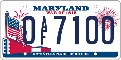MD license plate 0AF7100