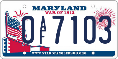 MD license plate 0AF7103