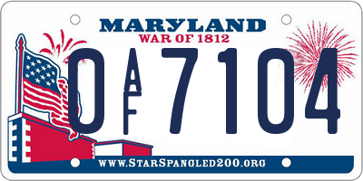 MD license plate 0AF7104