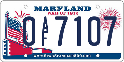 MD license plate 0AF7107