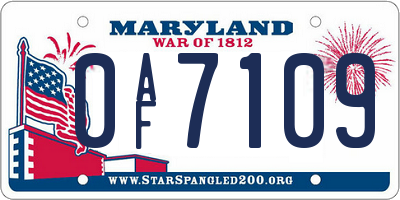 MD license plate 0AF7109