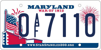 MD license plate 0AF7110