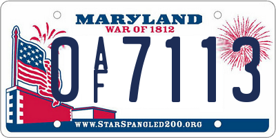 MD license plate 0AF7113
