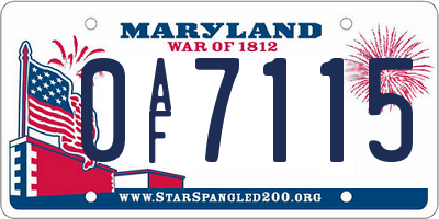 MD license plate 0AF7115
