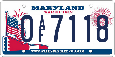 MD license plate 0AF7118