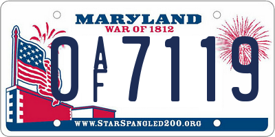 MD license plate 0AF7119