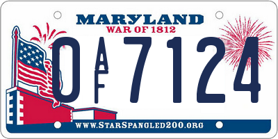MD license plate 0AF7124
