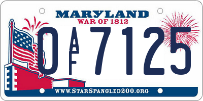 MD license plate 0AF7125