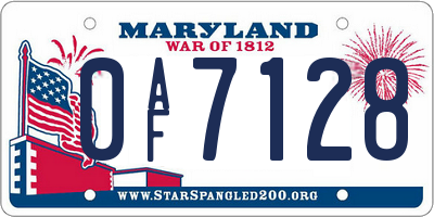 MD license plate 0AF7128