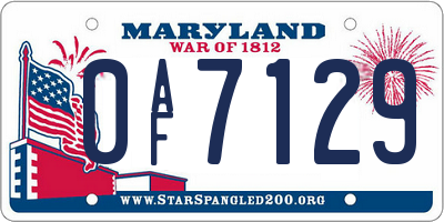 MD license plate 0AF7129