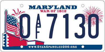 MD license plate 0AF7130