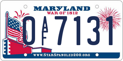 MD license plate 0AF7131
