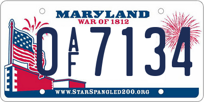 MD license plate 0AF7134