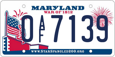 MD license plate 0AF7139