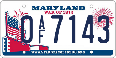 MD license plate 0AF7143