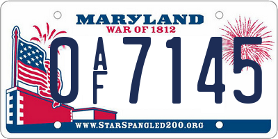 MD license plate 0AF7145