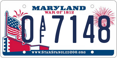 MD license plate 0AF7148