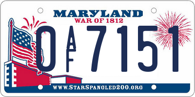 MD license plate 0AF7151