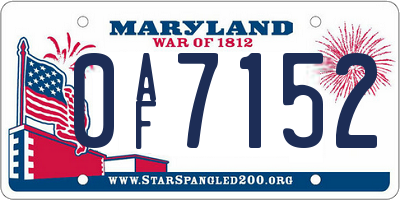 MD license plate 0AF7152