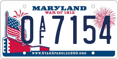 MD license plate 0AF7154