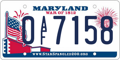 MD license plate 0AF7158
