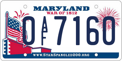 MD license plate 0AF7160